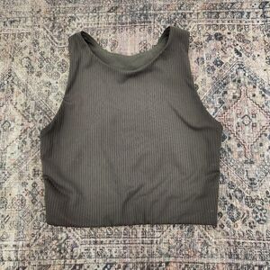 Girlfriend Collective Rib Dylan Tank Bra Womens Size XS Olive Green